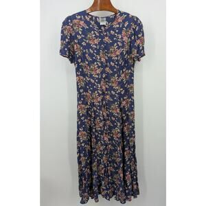 Vintage Laura Ashley Blue Floral Maxi Dress UK 16 / US 12 Cottagecore Y2K